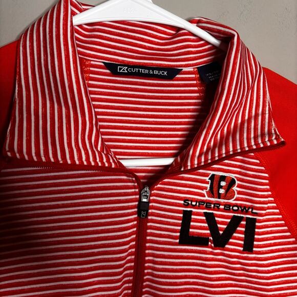 Cutter & Buck Cincinnati Bengals Super Bowl Orange Striped Quarter Zip XS - Picture 2 of 6